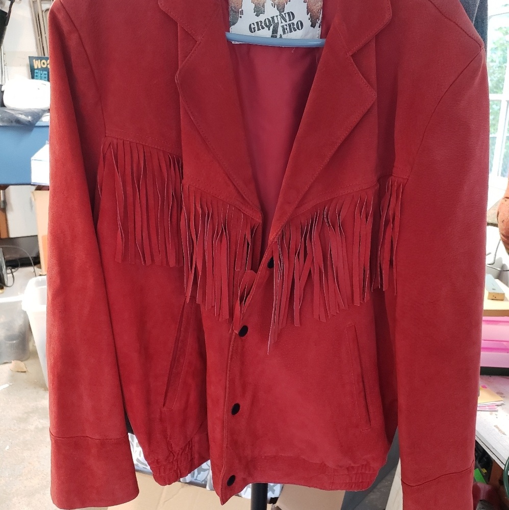 Red leather vintage 80s jacket